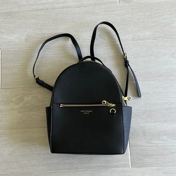 Henri Bendel Mini Black Backpack Gold Hardware Henri Bendel Small Backpacks for Women for sale | eBay main image 2